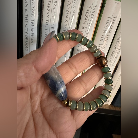 SODALITE + AVENTURINE + HEMATITE NATURAL BRACELET size 7” - Picture 14 of 15